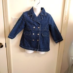 Gymboree Girls Size 3 Yrs Small Jean Coat Denim Lined Pocket Buttoned Coat